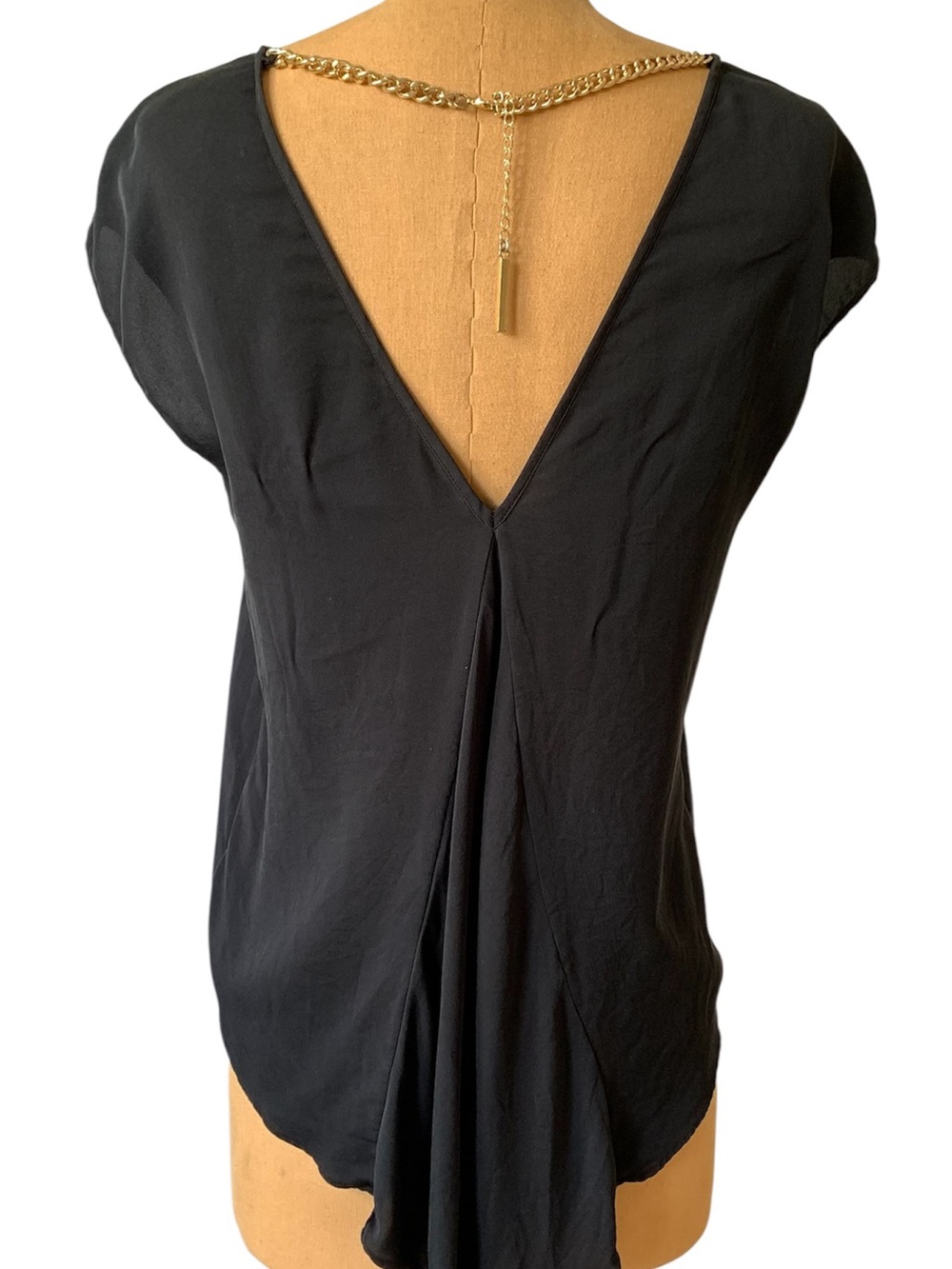 Women's Black V-Back Draped Top